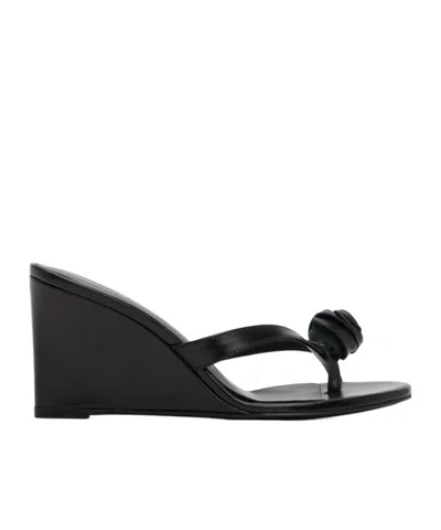 Magda Butrym Flower Wedge Sandals In Black