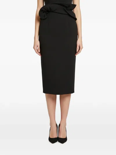 Pre-owned Magda Butrym Flower-detail Midi Skirt In Black