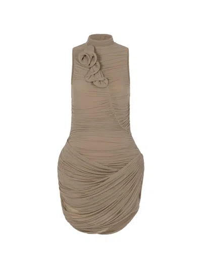 Magda Butrym Flower-detail Mini Dress In Brown