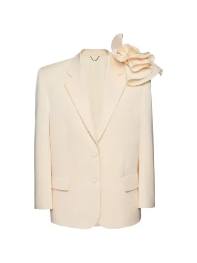 Magda Butrym Flower-detail Single-breasted Blazer In Neutral