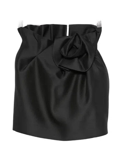 Magda Butrym Wool And Silk Mini Skirt With Floral Details In Black