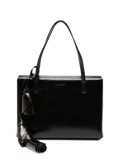 Magda Butrym Flower-pendant Leather Tote Bag In Purple