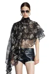 Magda Butrym Flowy High-neck Cropped Blouse In Black Print In Black
