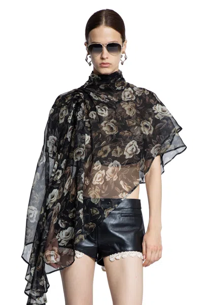 MAGDA BUTRYM FLOWY HIGH-NECK CROPPED BLOUSE