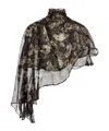 Magda Butrym Flowy High-neck Cropped Blouse In Black Print