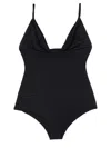 Magda Butrym Draped Neckline Swimsuit With High-cut Legs In Black