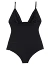 Magda Butrym Draped Neckline Swimsuit With High-cut Legs In Black