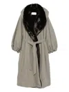 Magda Butrym Fur Hooded Coat In Gray
