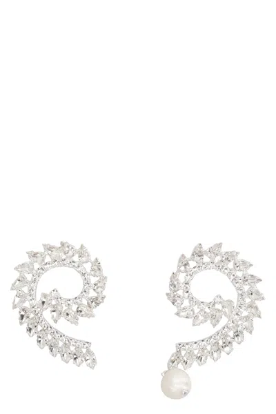Magda Butrym Fw22 Silver Embellished Earrings For Women In Gray