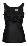 Magda Butrym Gathered Bubble-detailed Wool-silk Tank Top In Black