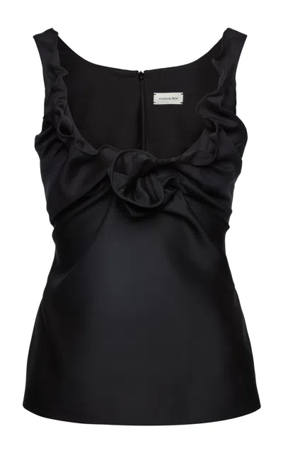 Magda Butrym Gathered Bubble-detailed Wool-silk Tank Top In Black