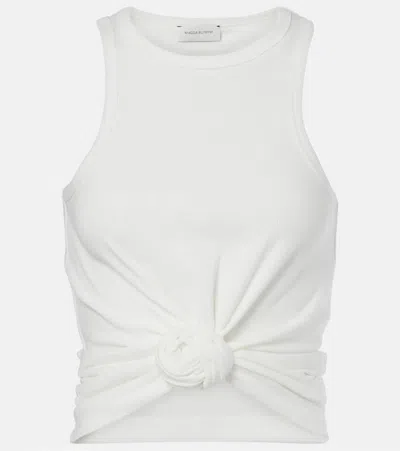 Magda Butrym Gathered Cotton-blend Tank Top In Cream