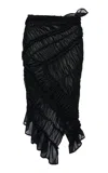 Magda Butrym Gathered Cotton Midi Skirt In Black