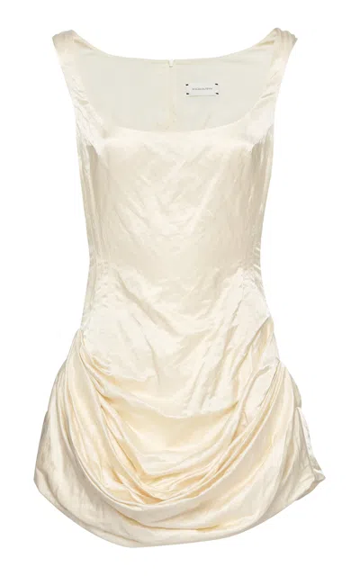 Magda Butrym Gathered Cotton Mini Dress In Ivory