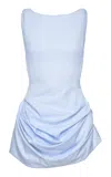 Magda Butrym Gathered Cotton Mini Dress In Blue