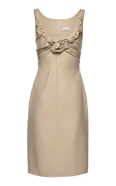 Magda Butrym Gathered Cotton-silk Midi Dress In Neutral