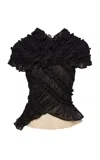 Magda Butrym Gathered Cotton Top In Black