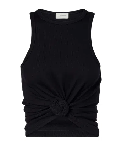 Magda Butrym Gathered Cotton-blend Jersey Tank Top In Black