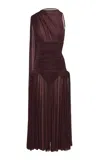 Magda Butrym Gathered Drop Waist Dress In Burgundy
