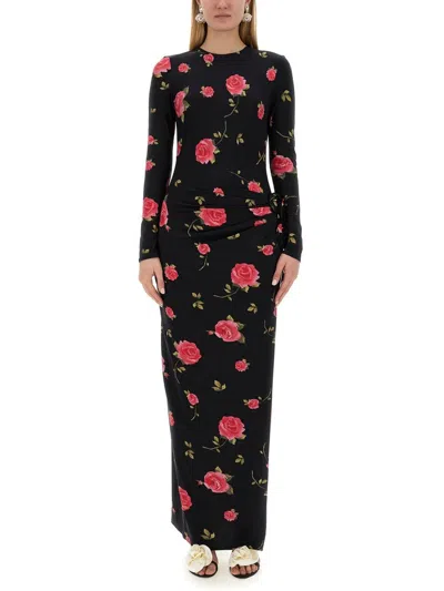 Magda Butrym Womens Black Floral-pattern Stretch-woven Maxi Dress