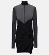 Magda Butrym Gathered Sheer Wool-blend Minidress In Black