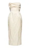 Magda Butrym Gathered Silk-wool Strapless Dress In Ivory