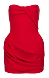 Magda Butrym Gathered Wool Mini Dress In Red