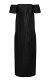 Magda Butrym Gathered Wool-silk Midi Dress In Black