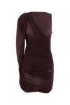 Magda Butrym Sheer Draped Mini Dress In Brown