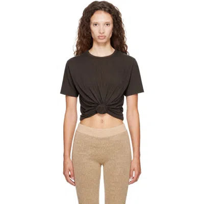 Magda Butrym Gray Knotted T-shirt In Brown