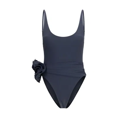 Magda Butrym Gray Polyamide One-piece Swimsuit In Blue