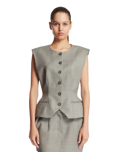 Magda Butrym Gray Wool Top In Green