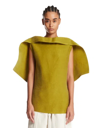 Magda Butrym Green Draped Silk Top In Green Verde   #009640