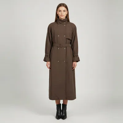 Pre-owned Magda Butrym Green Poplin Long Sleeve Coat S