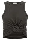 Magda Butrym Knotted Round Neck Sleeveless Textured Top In Gray