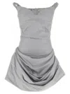Magda Butrym Off-the-shoulder Mini Dress With Ruffled Straps In Grey