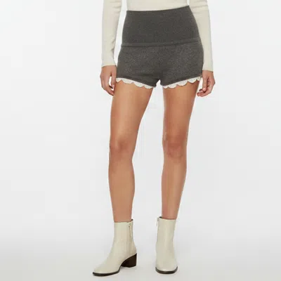 Pre-owned Magda Butrym Grey Cashmere Knit Crochet Trim Shorts S In Gray