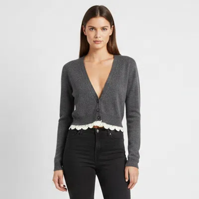 Pre-owned Magda Butrym Grey Cashmere Knit V-neck Cropped Cardigan S In Gray