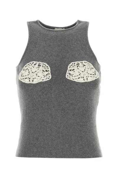 Magda Butrym Grey Cashmere Tank Top In Gray