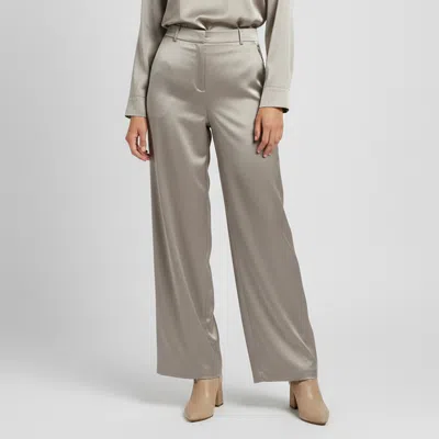 Pre-owned Magda Butrym Grey Satin Wide Leg Trousers M In Gray
