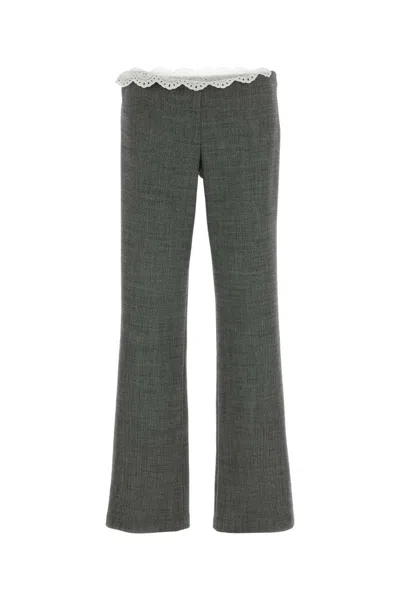 Magda Butrym Grey Stretch Wool Pant In Gray
