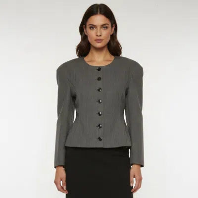 Pre-owned Magda Butrym Grey Wool Blend Structured Peplum Blazer M In Gray