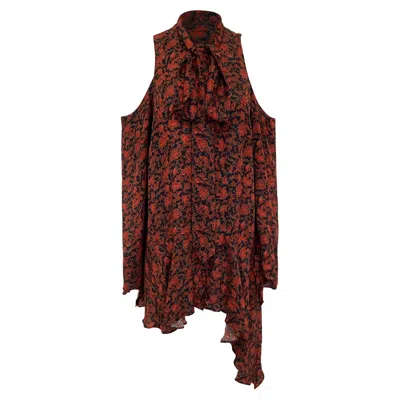 Magda Butrym Haifa Cut Out Mini Dress In Multicolor Silk In Brown