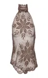 Magda Butrym Halter Crochet Cotton Top In Brown