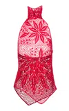 Magda Butrym Halter Crochet Top In Red