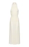 Magda Butrym Ruched Sheer High-neck Maxi Dress In White