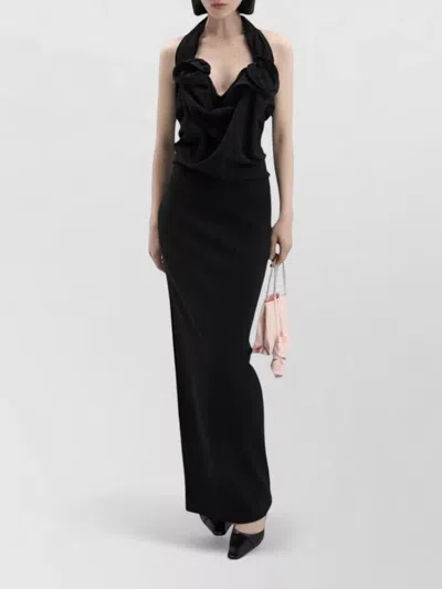 Magda Butrym Halter Neck Maxi Dress Sculptural Detail In Black