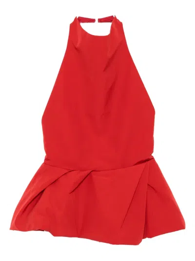 Magda Butrym Halter Peplum Top In Red