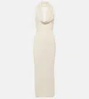 Magda Butrym Cotton Blend Knit Dress W/ Plunge Neck In Cream