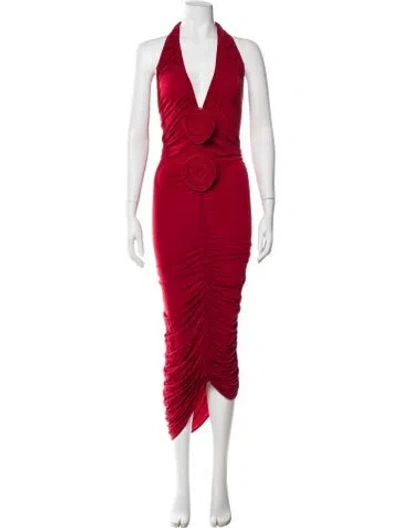 Pre-owned Magda Butrym Halterneck Knee-length Dress In Red